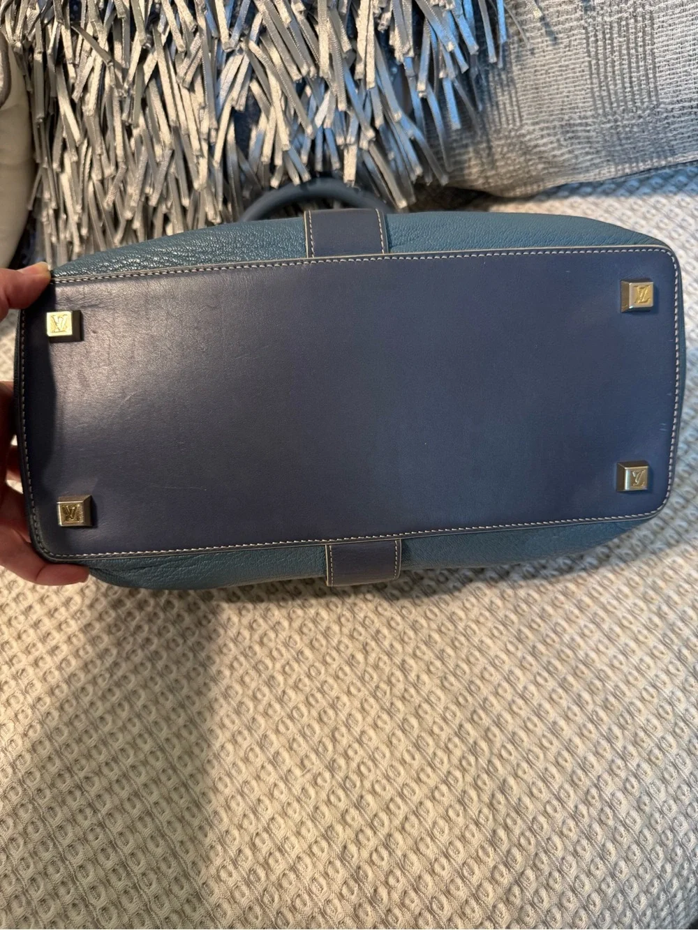 LV Vintage Blue Suhali Leather L’Ingenieux PM Satchel with COA